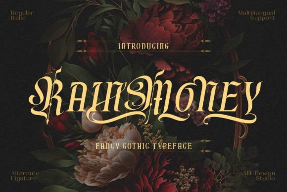 Rain Money: A Bold Gothic Blackletter Font for Editorial Design